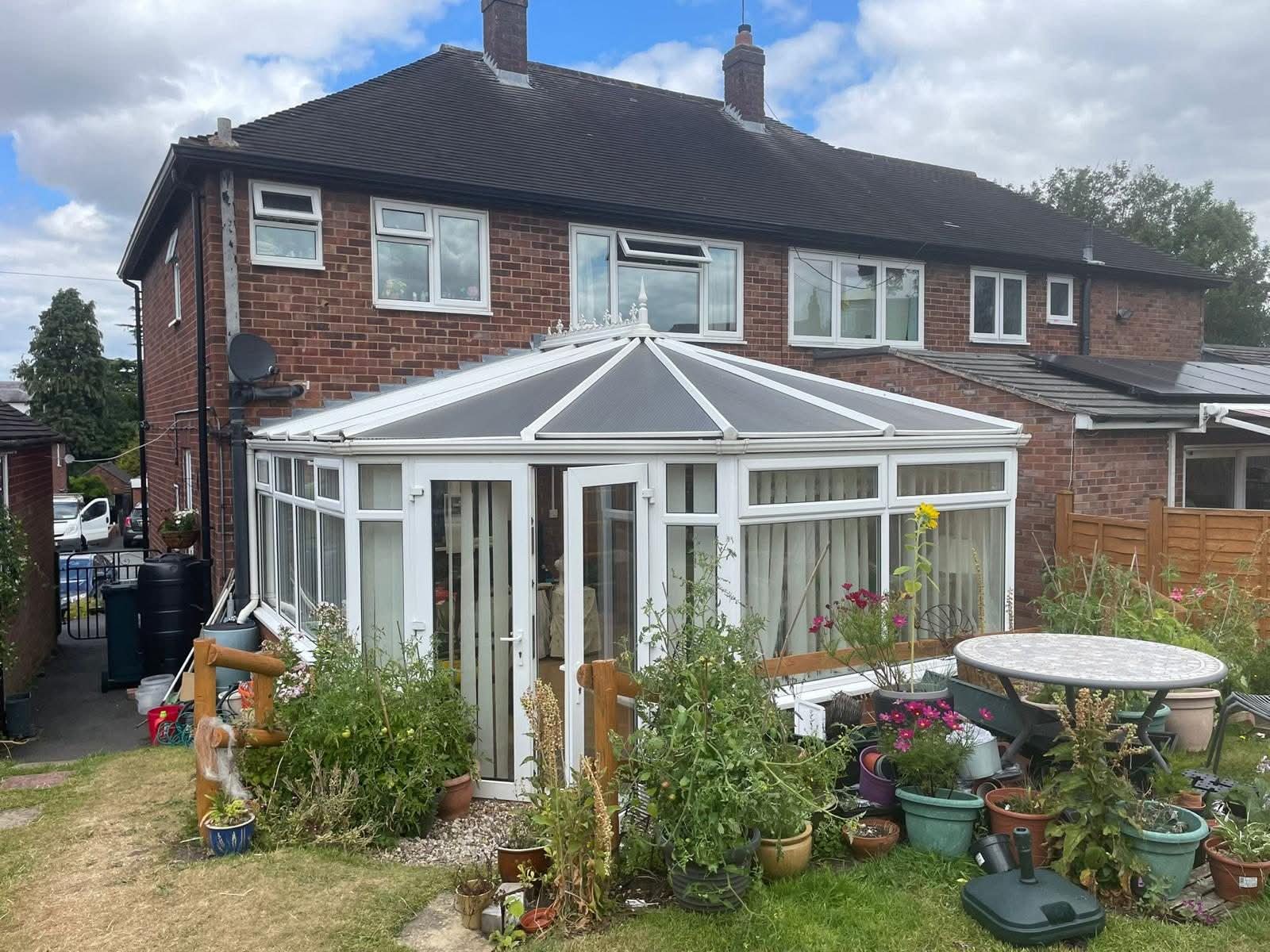 Old polycarbonate conservatory roof